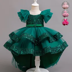 Kids Girls Christmas Dress Sequin Sleeveless Party Dress Birthday Tailing Dress Wedding Princess Dress For Kid Girl Luxury Cown