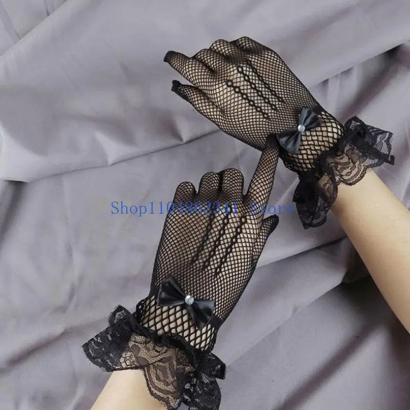 5asd sexy luvas malha elástica com preto branco plissado manguito bungee palco desempenho oco punk hip hop luvas