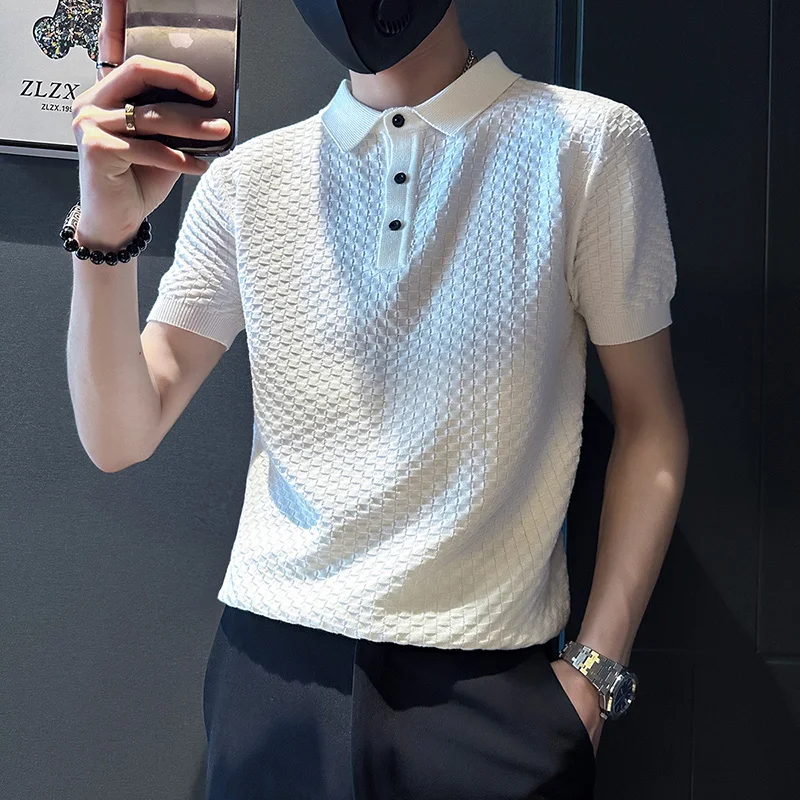 

Vintage Men's Polo Shirts Summer Short Sleeve Apel Tee Tops Casual Slim Fit Business Social Polo Streetwear Men Clothing T16