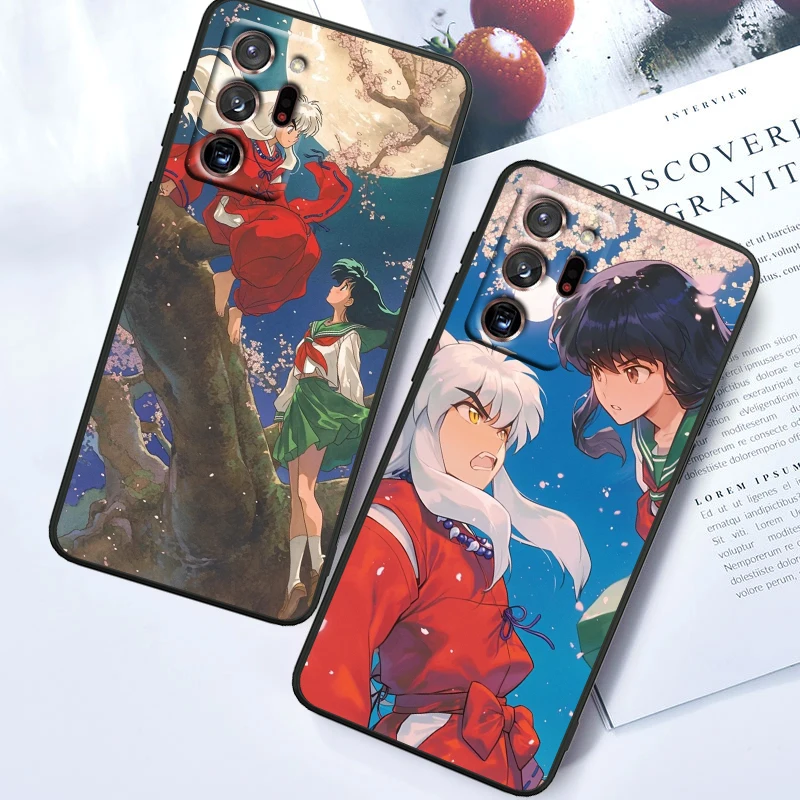 Inuyasha casing ponsel Anime hitam, casing ponsel Anime modis untuk Samsung Note 20 10 Ultra Plus A31 A14 A12 A70 A34 A25 A04 A05 A15 A24 5G