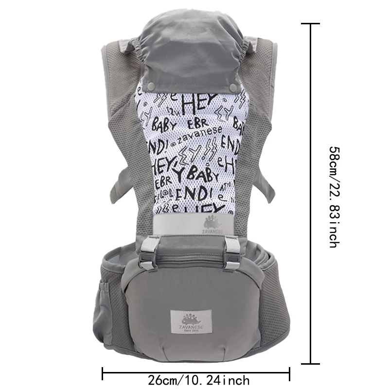Ergonomic Baby Waist Stool 2-in-1 Front Kangaroo Style for Baby Carriers Comfortable Soft Fabric Adjustable Size for Growing
