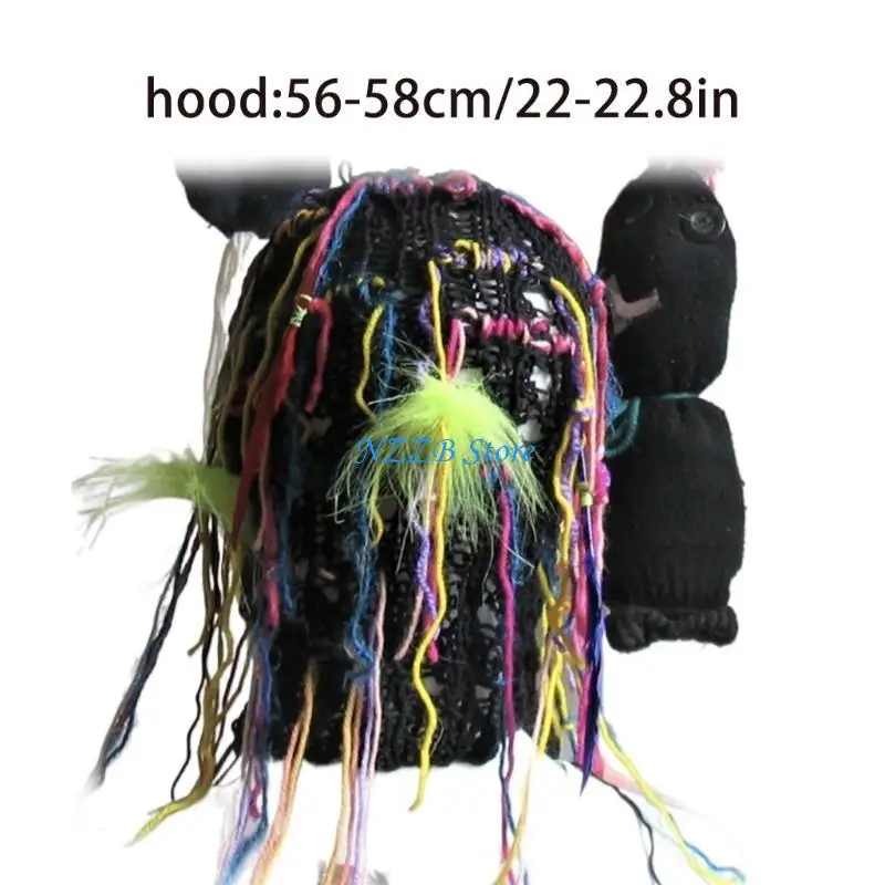 T21F يندبروف الشتاء متماسكة مخطط بالاكلافا قبعة للنساء الرجال إبقاء الرقبة قبعة تدفئة الطقس البارد الدراجات المشي لمسافات طويلة #6