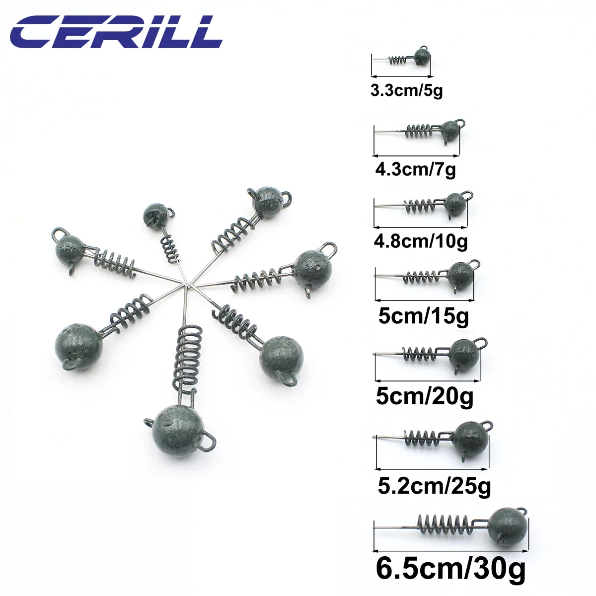 Cerill 5g 7g 10g 15g 20g 25g 30g Screw Fixed Jig Head Lead Sinkers Fishing Lure Soft Bait Carp Bass Pike Swimbait Tackle Tool