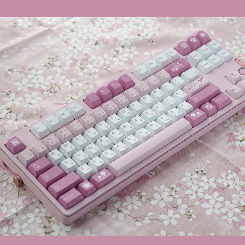 Imagem -05 - Mizutsune-keycaps Teclado Mecânico Tema Rosa Material Pbt Raiz Japonês Keycaps Adaptado ao Teclado Mecânico Presente