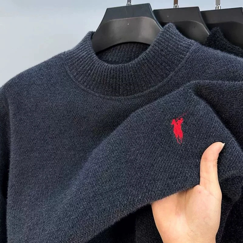 الراقية مصمم سترة جديدة للرجال أزياء العلامة التجارية الكلاسيكية بول التطريز الفاخرة الشتاء أفخم سميكة الدافئة جولة الرقبة متماسكة pullove