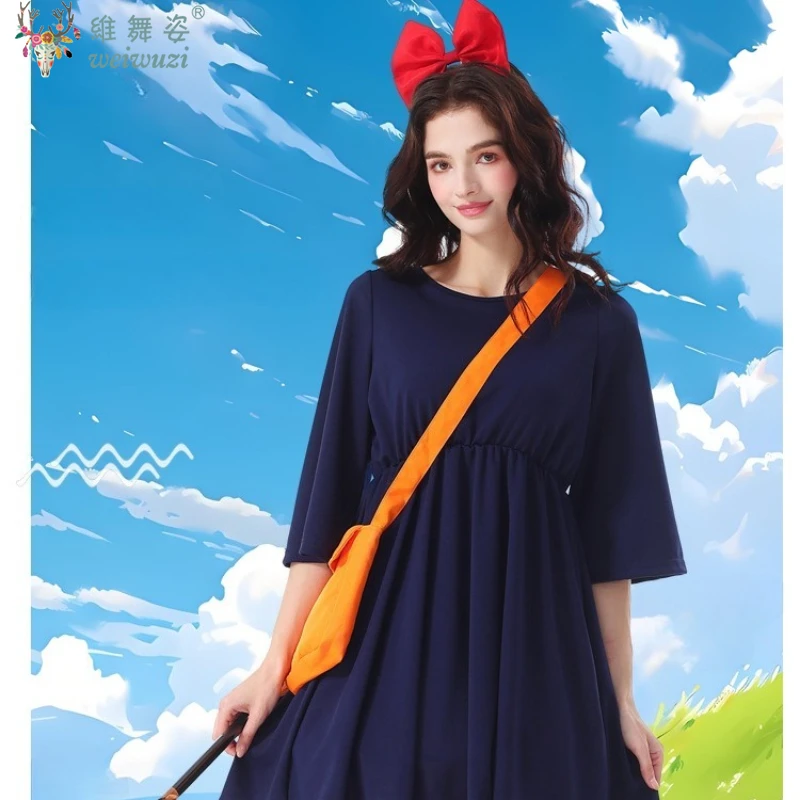 

Halloween Carnival Party Witch Delivery Anime Kiki Cosplay Costume Stage Performance Costume Magic Skirt Cute Fairy Tale Broom