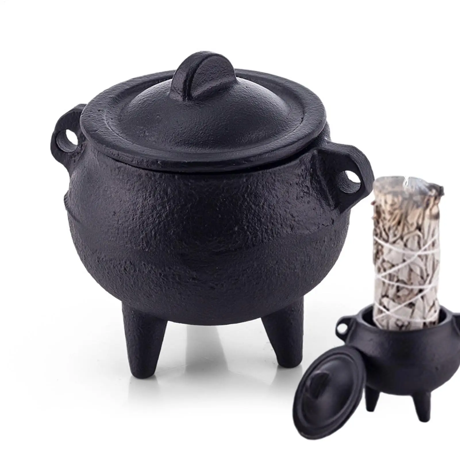 Cast Iron Incense Burner Small Smudge Bowl Tripod Sage Holder For Meditation Yoga Energy Cleansing Home Decor Gift For Women Men