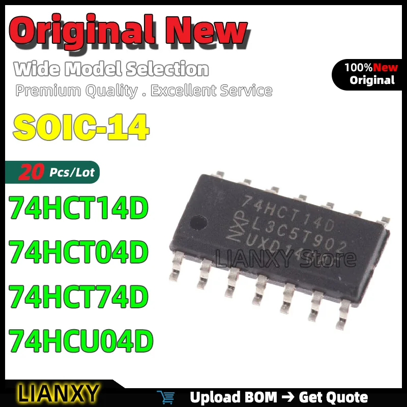 20pcs SOIC-14 74HCT14D 74HCT04D 74HCT74D 74HCU04D Inverter New Original
