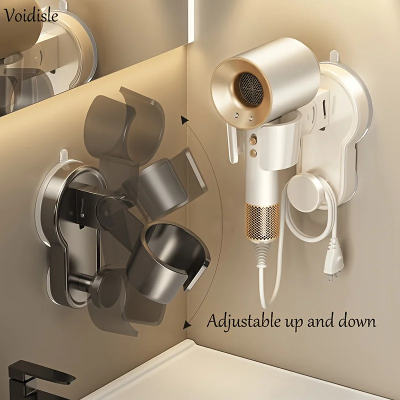 Suction Cup Hair Dryer Rack Wall Mount Bathroom Stand Strong Load Bearing Waterproof Lazy Holder Utility Hook Bathroom Toilet