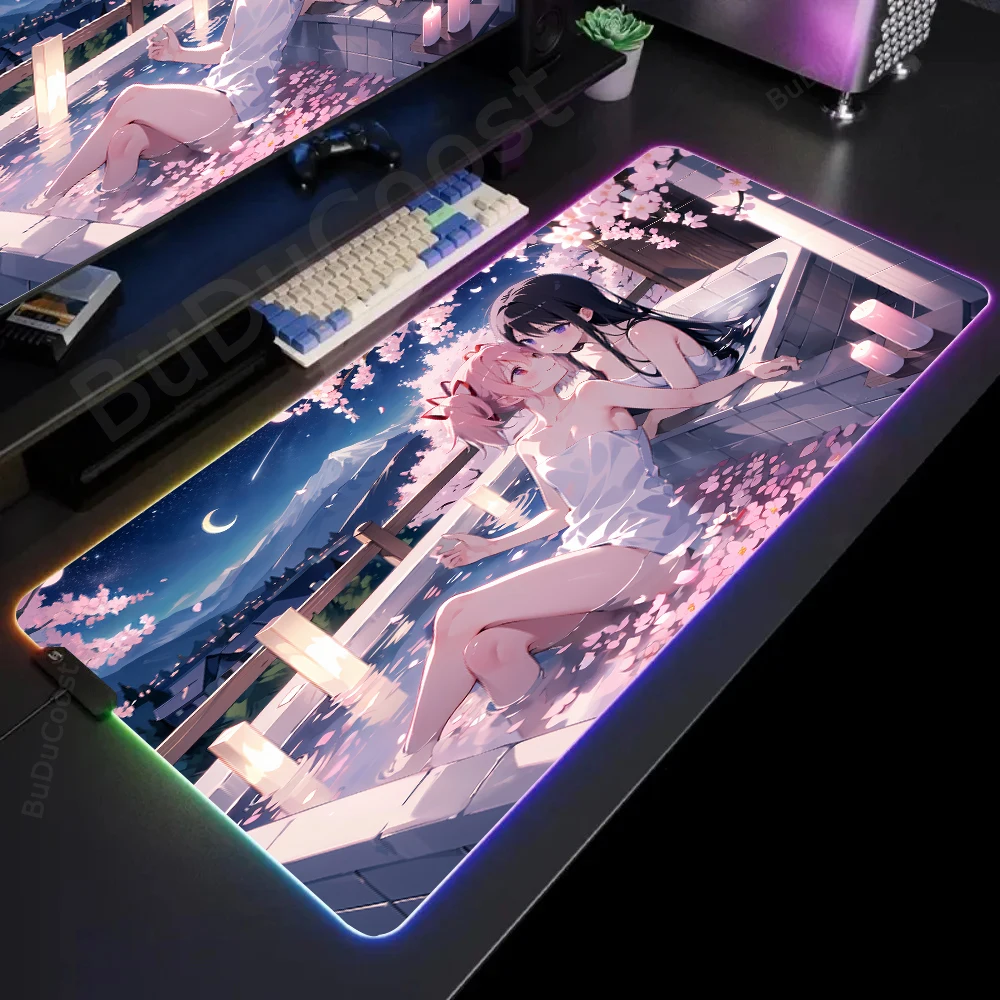 Alfombrilla de ratón Puella Magi Madoka Magica, alfombrillas de mesa con impresión HD RGB, alfombrilla de ratón para PC de escritorio, accesorios de juego grandes XXL