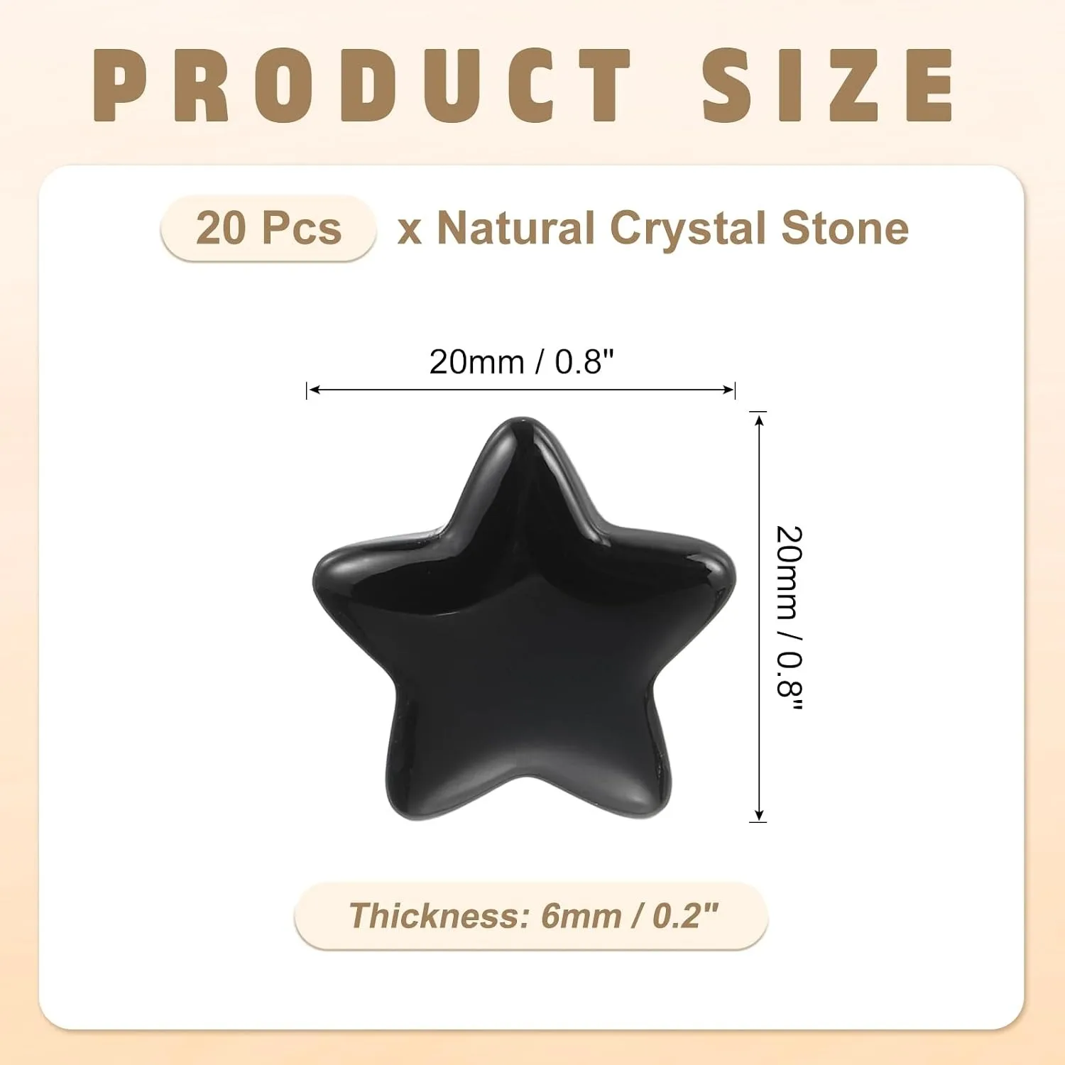 20Pcs Black Obsidian Star Crystal Stone, Polished Star Gemstone Crystal, Pocket Rock Worry Stones for Women Gifts
