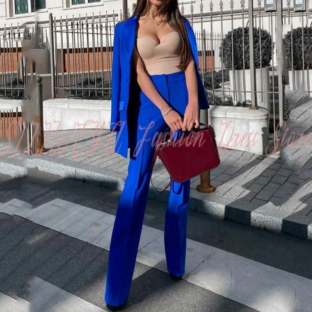Luxury Women's Suit 2 Pieces Jacket Pants Stylish Lady Blazer Set Smart Casual Work Commute Office Pant Sets Conjuntos De Mujer