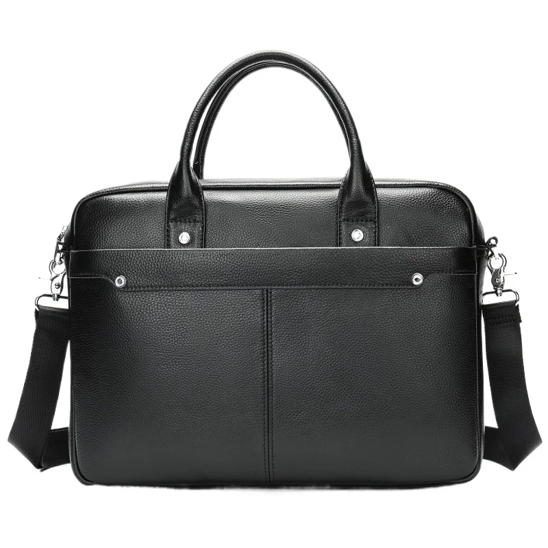 Men's Top Grain Leather Briefcase Padded Laptop Compartment 14 Inch Computer Bag Business Office Work Professional