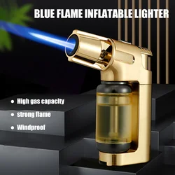 JOBON Inflatable Blue Flame Lighter Transparent Visual Large Capacity Gas Compartment Fixed Flame Lock Design Windproof