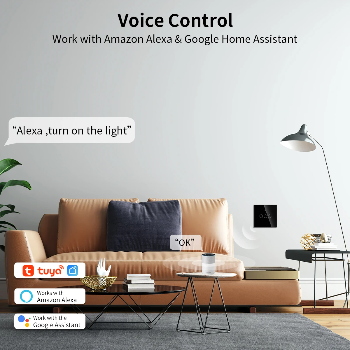 Wifi Touch Switch Smart White Black 1/2/3 Gang 2Way Smart Home Wall Light Support Alexa Tuya App RF433MHZ Remote Amazon