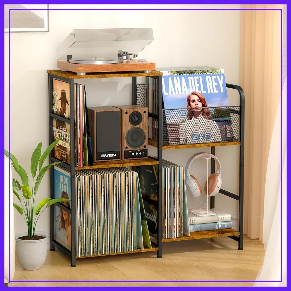 

Record Player Stand with Vinyl Storage Holds 300+ Albums, Turntable Table for Living Room