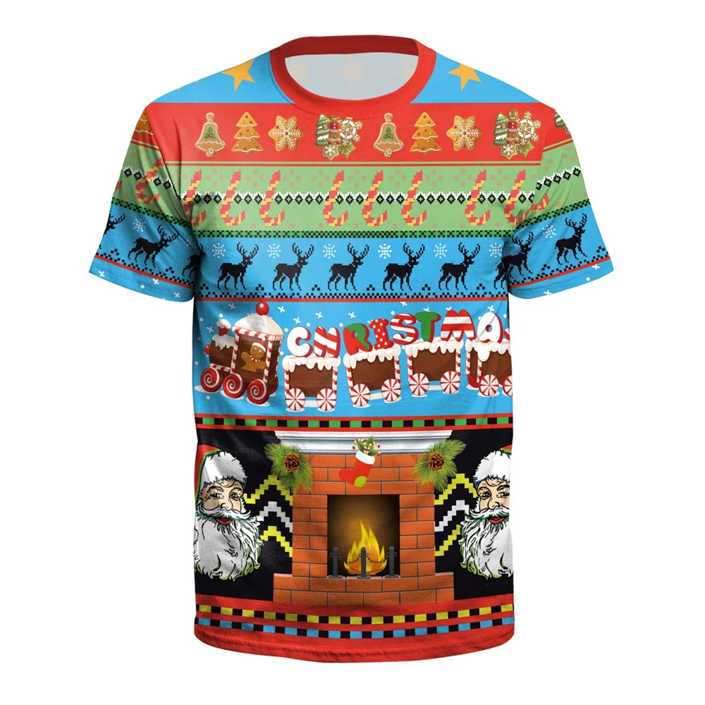 New Men's clothing Patterned t-shirt Christmas Snowman 3D Printed T-shirt Men/Women Fashion Casual Short Sleeve Christmas Shirts