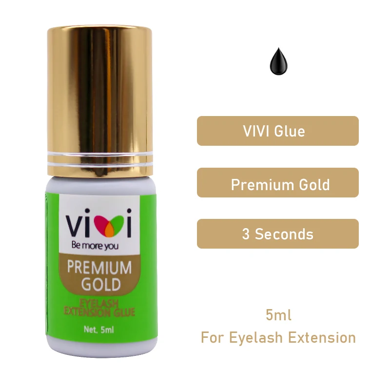 

1 бутылка клея VIVI, корейский клей для наращивания ресниц, 5 мл, инструменты для макияжа, принадлежности премиум-класса, золото 5 мл, 3S клей, долговечный, средний, прочный