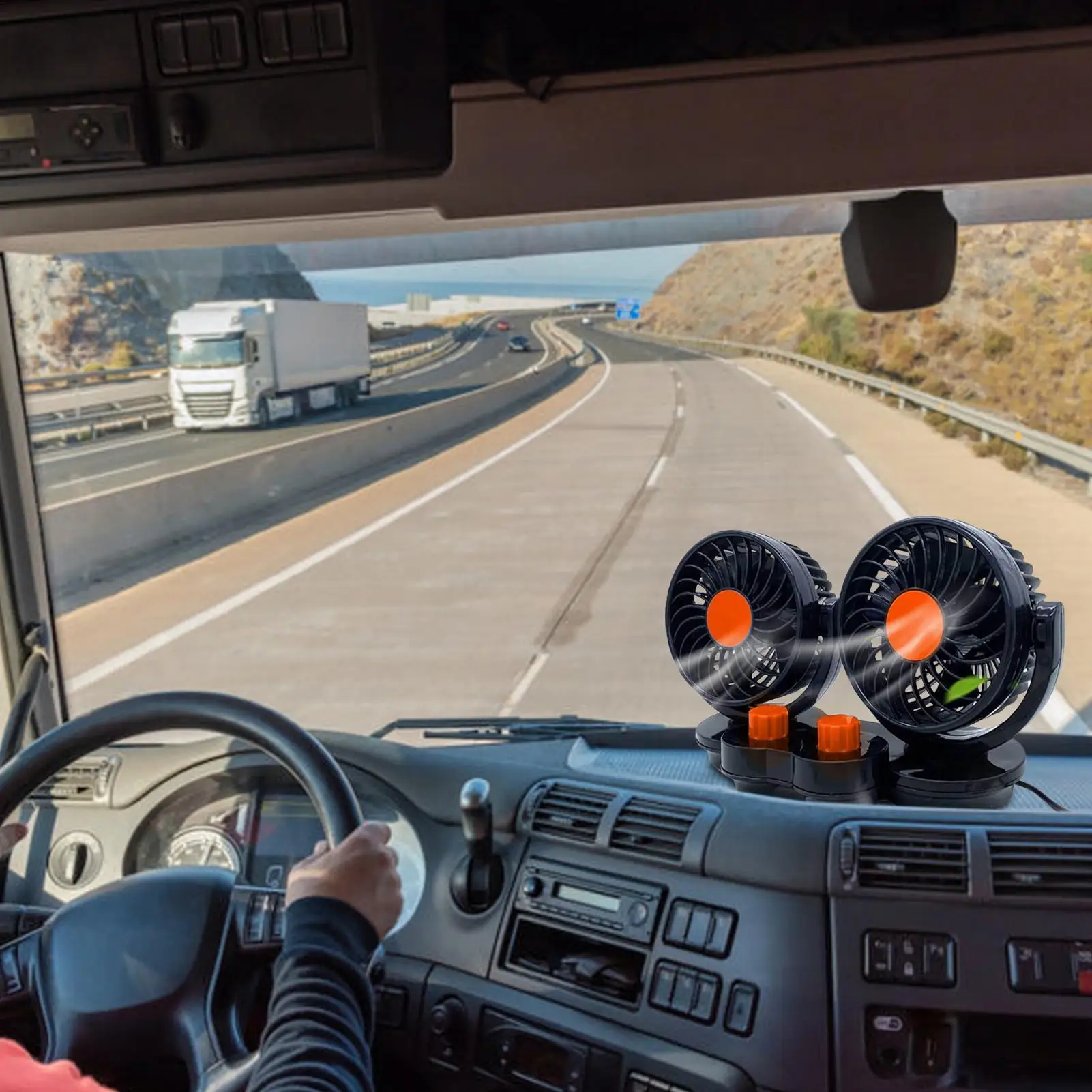 

Golf Cart Fan 12V/24V Double-Head Truck Fan Automotive Auxiliary Parts For Boat Camping ATV Dashboard RV Marine Semi Van