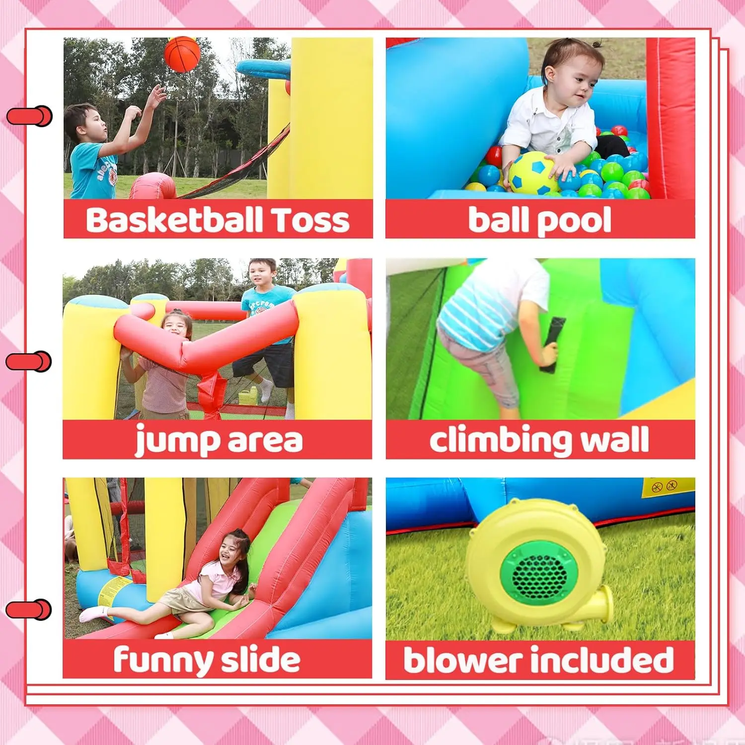 Hüpfburg für Kinder, Hüpfburg für Kleinkinder im Innenbereich, aufblasbares Hüpfhaus, Hüpfburg für Kinder mit Rutsche, Hüpfburg mit