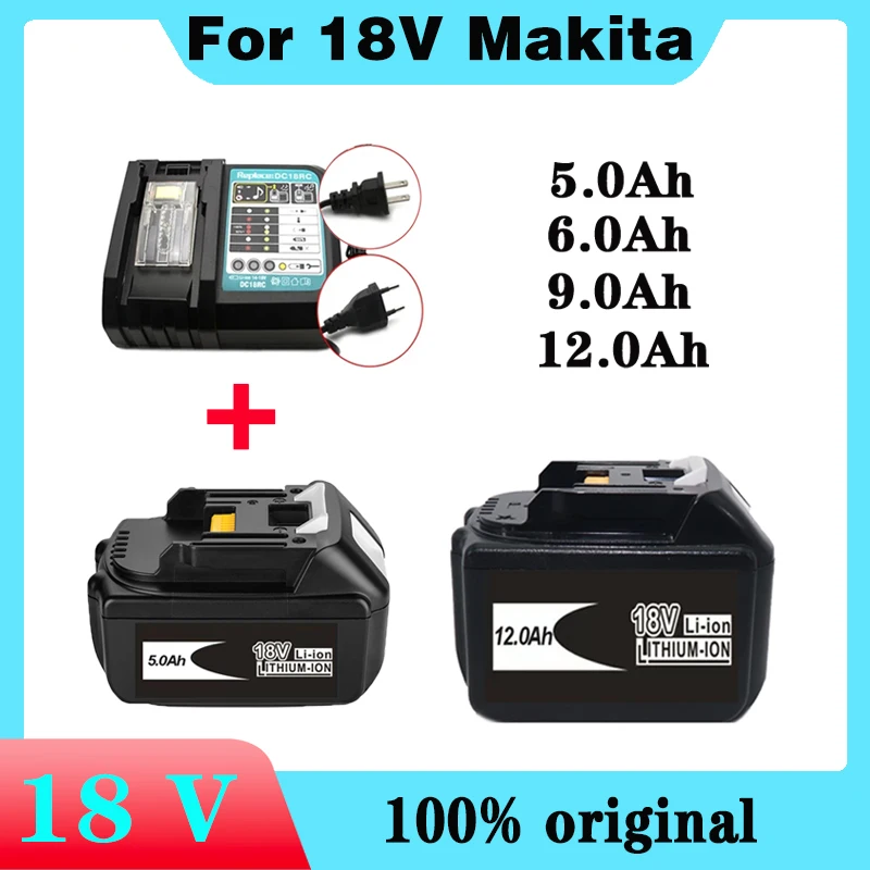 

100% original For Makita 18V Battery 18v Power Tools Replacement Accessories BL1860 BL1850 Li-ion Rechargeable batteries+charger