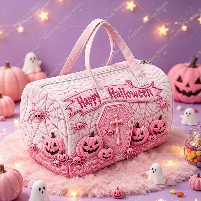 Halloween Style Handbag for Travel Pumpkin Ghost Bat Spider Women Large Capacity Storage Multifunctional Duffle Bag Shoes Holder