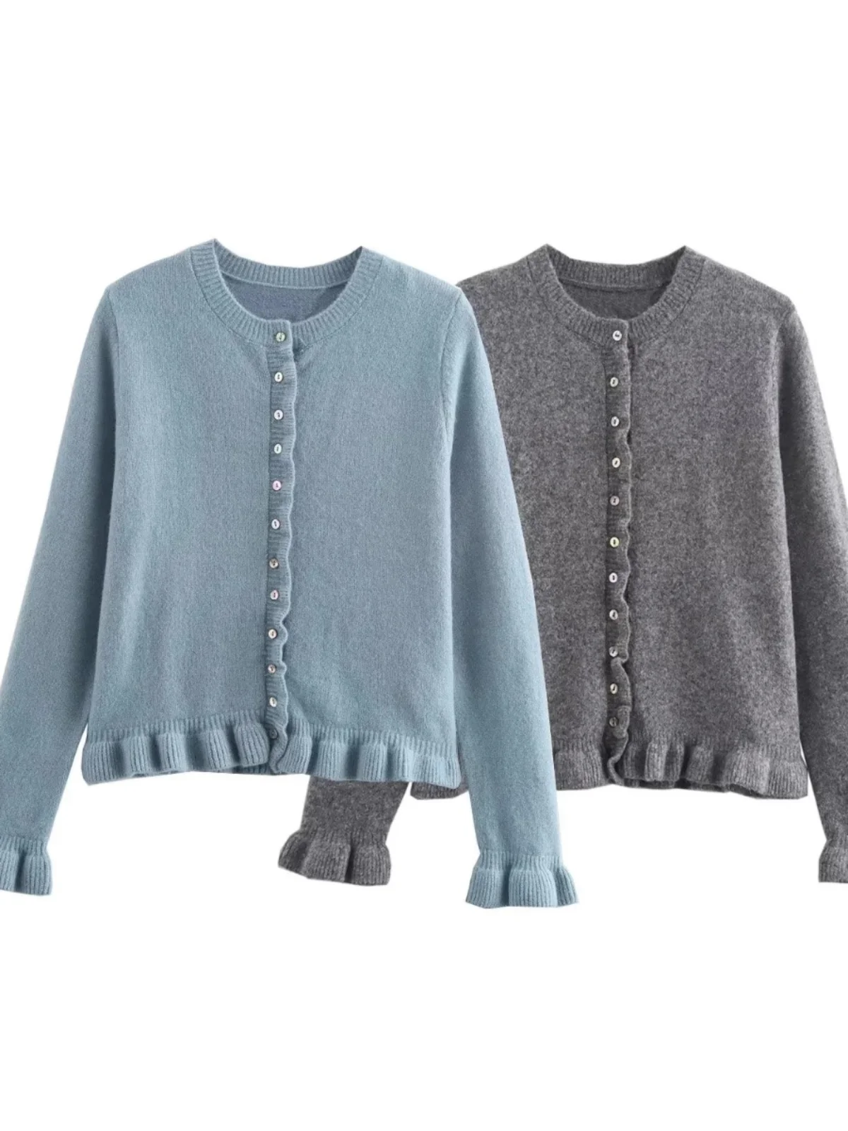 Otoño Invierno nuevo Sle mujer versátil capas decorativas redondas Ne Long Sve ort tejido cárdigan abierto abrigo dulce Sle