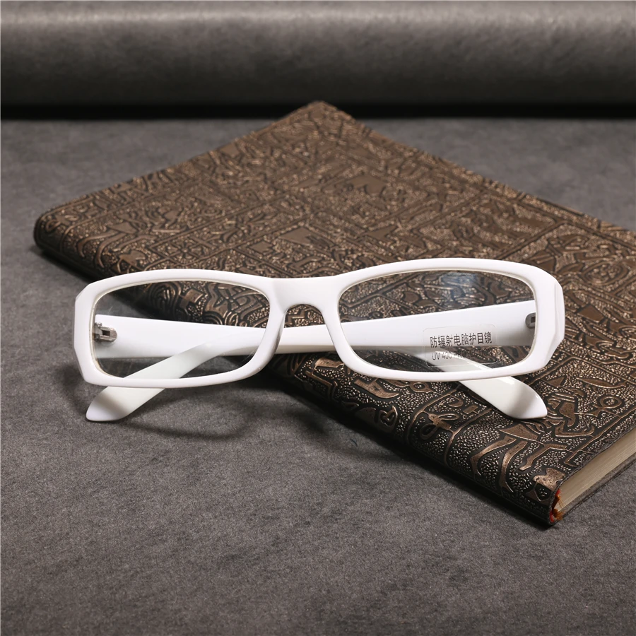 Cubojue White Reading Glasses Men Women Anti Blue Light Prescripton Eyeglasses Frames Female Narrow Rectangle Black Spectacles