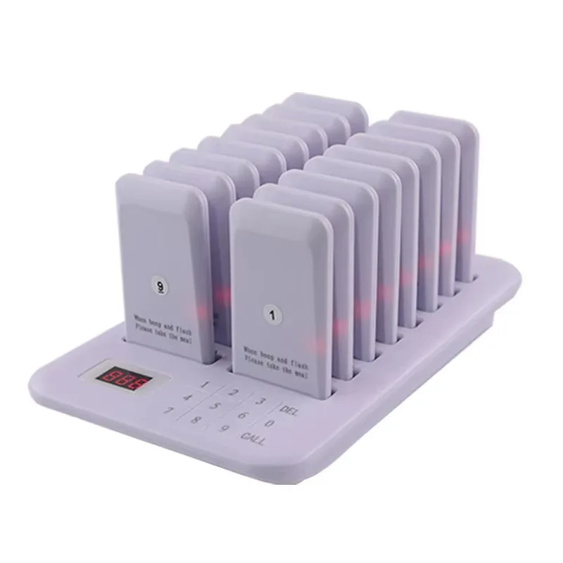 Wireless Restaurant Pager Queue Paging System White and Black Waiter Calling System for Coffee Dessert Shop Food Truck Court