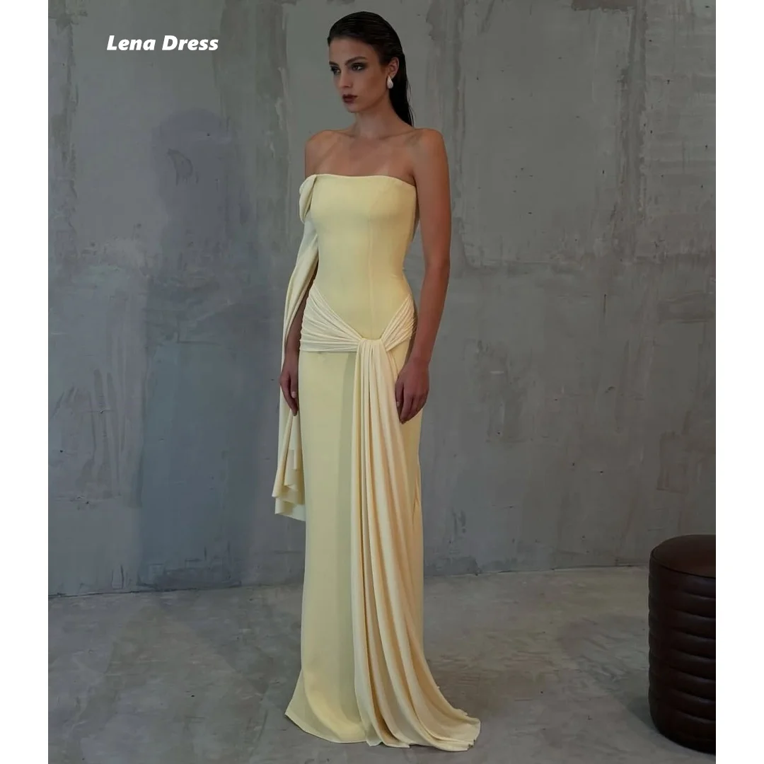 

Lena Prom Dresses 2025 Luxury Evening Dress 2025 Yellow Custom Made Sleeveless Elegant Party Dresses for Wedding Woman Mermaid