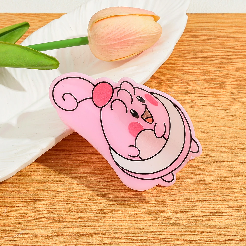 Cute Pink Smiling Cartoon Creature Acrylic Hair Claw Clip Sweet Kawaii Style Hair Grab Barrette Women Girls Hair Accessories