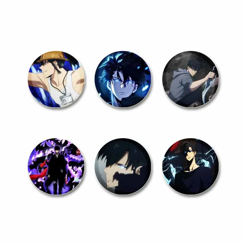 Персонажи аниме Sung Jin Woo Cha Hae, мягкие булавки на пуговицах Solo Leveling 2, круглая брошь с героями мультфильмов, значок на лацкане, ювелирные изделия, подарки для друга