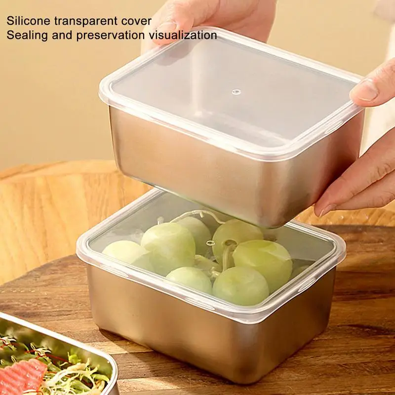 

Stainless Steel Snack Container Airtight Food Storage Container With Lid Preservation Bento Food Box Outdoor Picnic Camping Tool