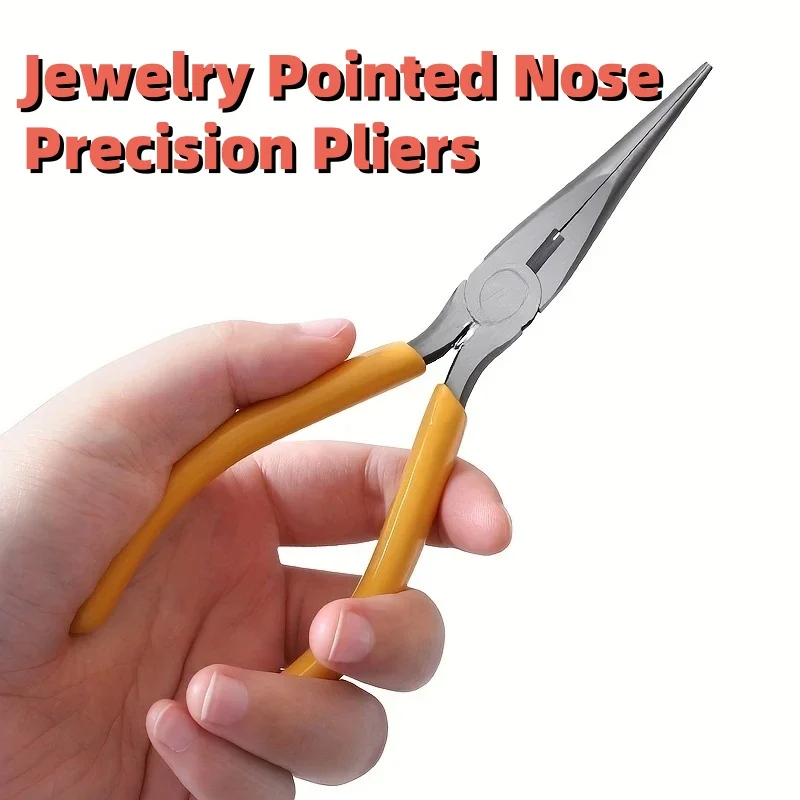 6.5-Inch Carbon Steel Non Serrated Precision Pliers Comfortable Handle Jewelry Making Process Pointed Nose Precision Pliers