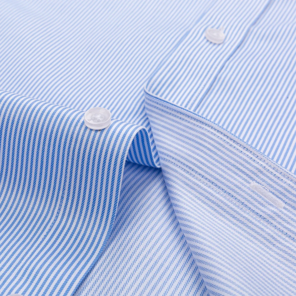 Premium Men\'s Non-Iron 100% Cotton Dress Shirt, Spread Collar with Detachable Collar Stays, Check Striped Long Sleeve Shirts