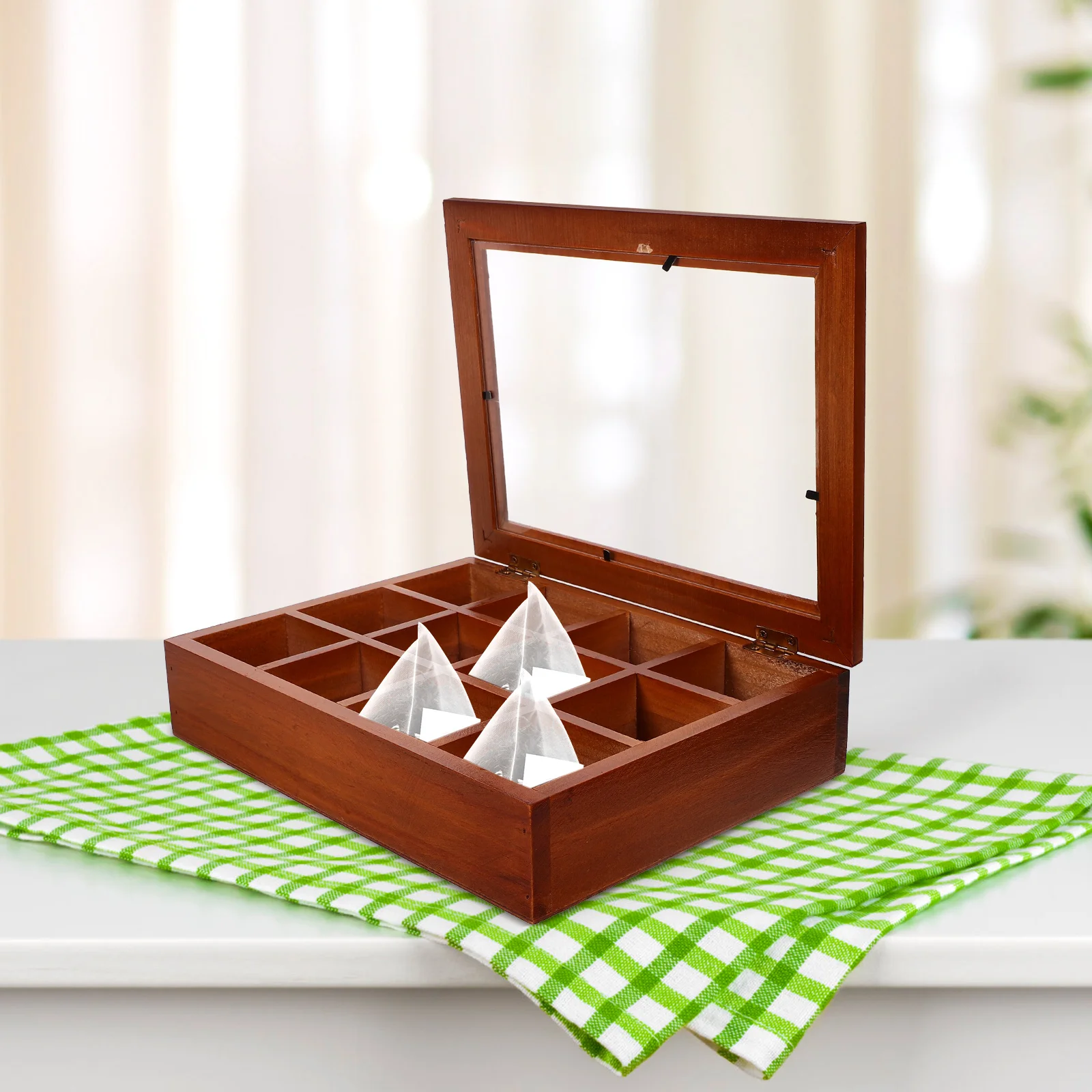 

Decorative Tea Bag Storage Box Organizer for Cabinet Sugar Packets Acrylic Dispenser Holder Stainless Steel Bags