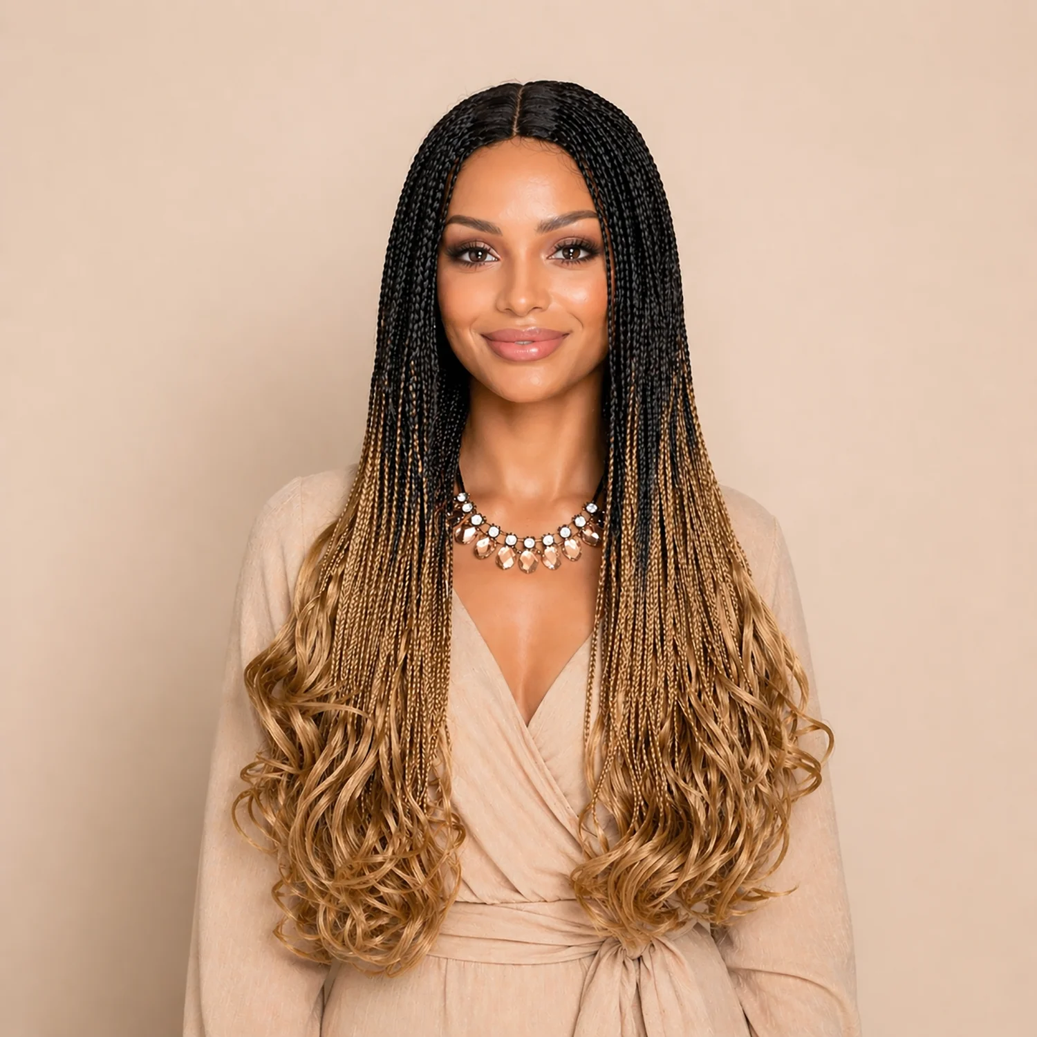 

New Fashion Long Braided Wigs Synthetic Box Braid Wig For Black Women Wavy Weave Ombre Color 3X Twist Braiding Hair Cosplay Wig