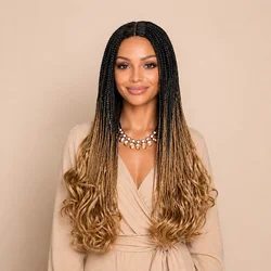 New Fashion Long Braided Wigs Synthetic Box Braid Wig For Black Women Wavy Weave Ombre Color 3X Twist Braiding Hair Cosplay Wig
