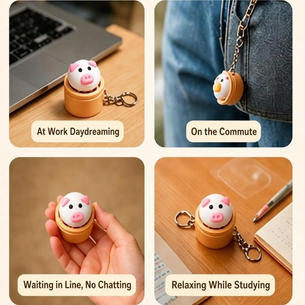 3D Printed Food Keycap Keychain Rebound Button Crisp Clicking Sound Keycap Clicker Keyring Cartoon Food Design Smooth Edges