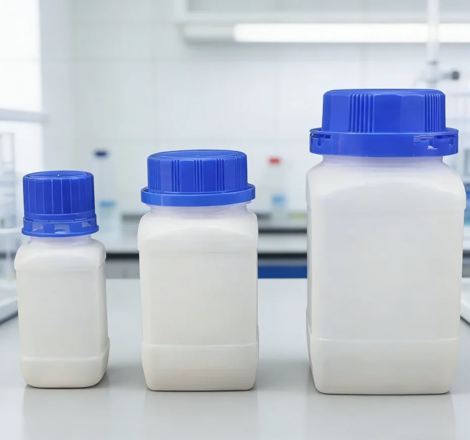 

100/250/500/1000Ml Durable Square Bottle Plastic Sampling Tool Parts With Blue Lid