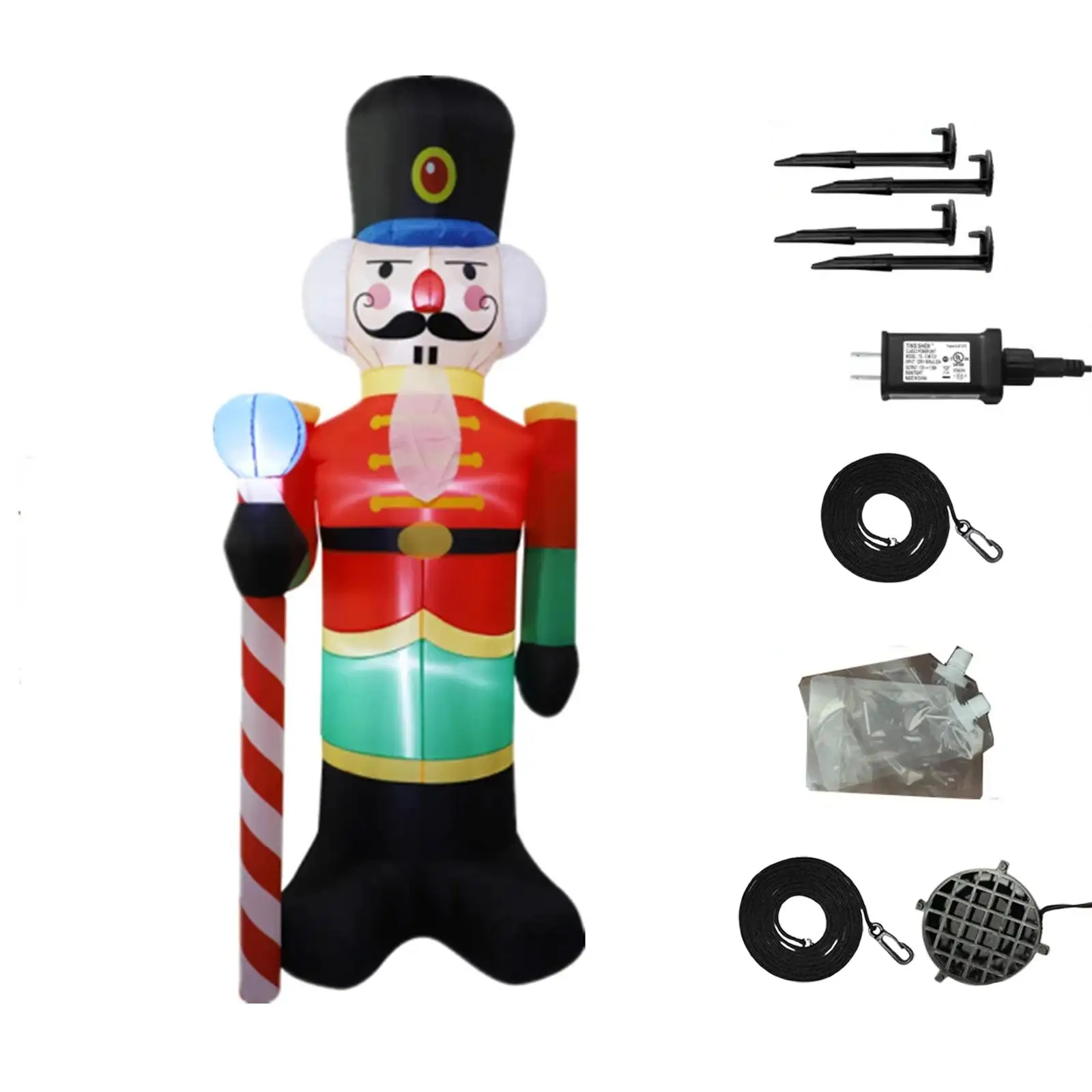 

Christmas Inflatable Nutcracker Soldier Holiday Outdoor Xmas Outside LED Lights for Fence Kids Women Men Backyard Garden Patio