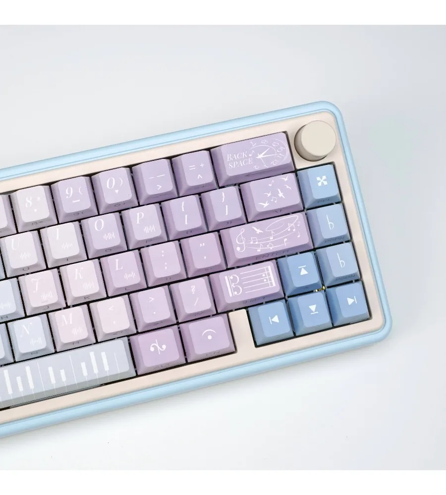 Keycap personality sublimation original height mechanical keyboard 87 98 blue purple side engraved keycap PBT five sides