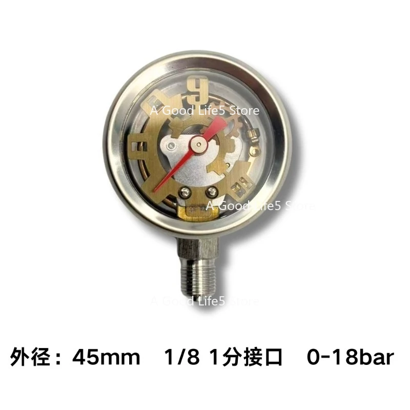 

Applicable To Coffee Machine Pressure Gauge Pneumatic Coffee Machine Hollow Side Out 1 Minute 1/8 Interface All Stainless Steel