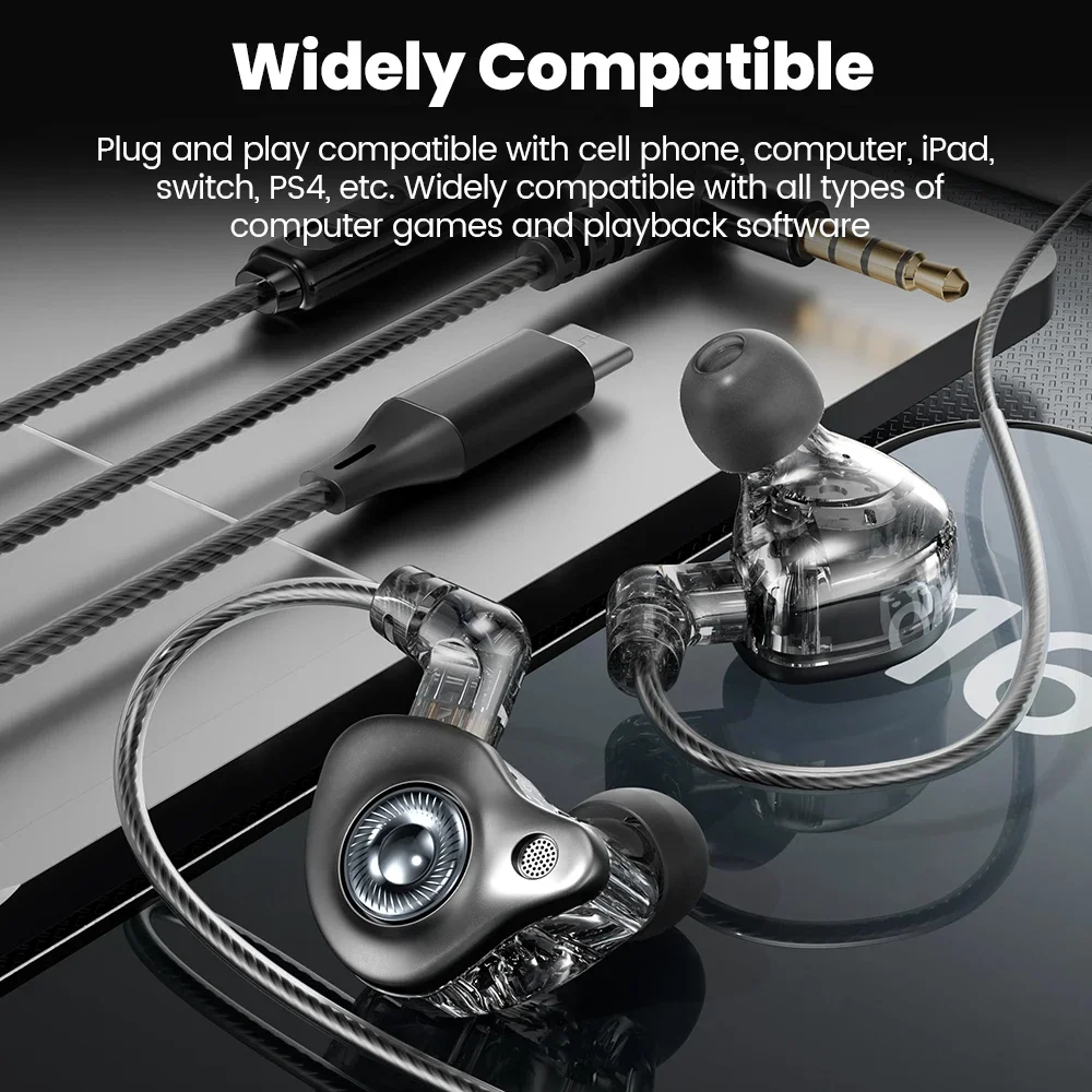 Auriculares intrauditivos con cable de 3,5 MM/Tipo C, auriculares con Control en línea, auriculares con reducción de ruido para llamadas HD para iphone 15 16 Samsung