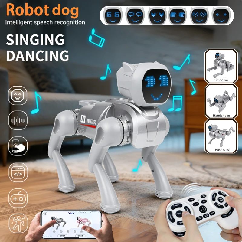 Hot AI Smart RC Robot Dog Toys Voice Command Programmable With Singing and Dancing Remote Control AI Robot Toy Best Gift for Kid