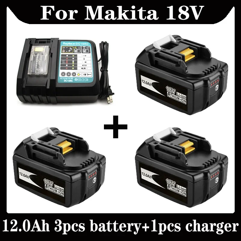 for Makita18V Battery 12000mAh Rechargeable Power Tools Battery 18V makita with LED Li-ion Replacement LXT BL1860B BL1860 BL1850