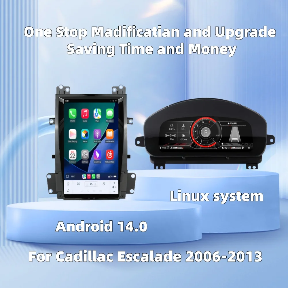 

Для Cadillac Escalade 2006-2013: Мультимедийный плеер Android с ЖК-дисплеем, приборной панелью и функцией Carplay (измеритель скорости)