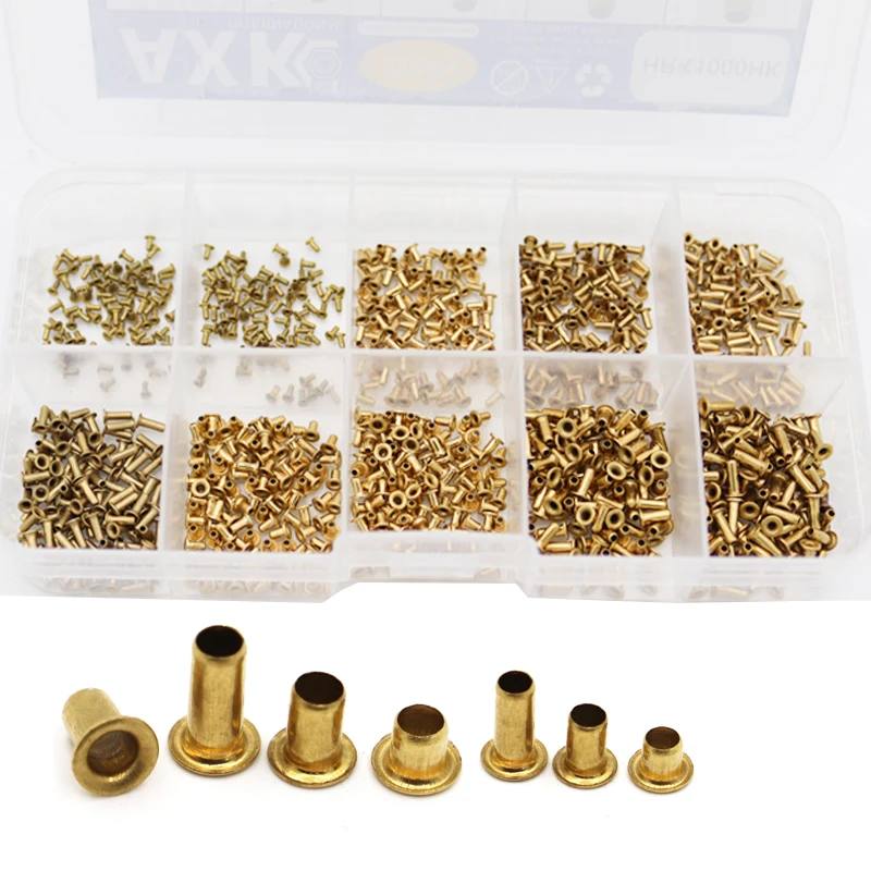 1000Pcs GB876 M0.9 M1.3 M1.5 M1.7 Mix Set Tubular Rivets Double-sided Circuit Board PCB Nails Copper Hollow Rivet Nuts Kit