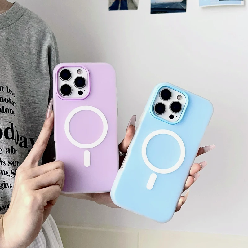 Luxury Candy For Magsafe Magnetic Wireless Charge Matte Phone Case For iPhone 17 Pro Max 15 13 11 12 14 16 Pro Max Bumper Cover