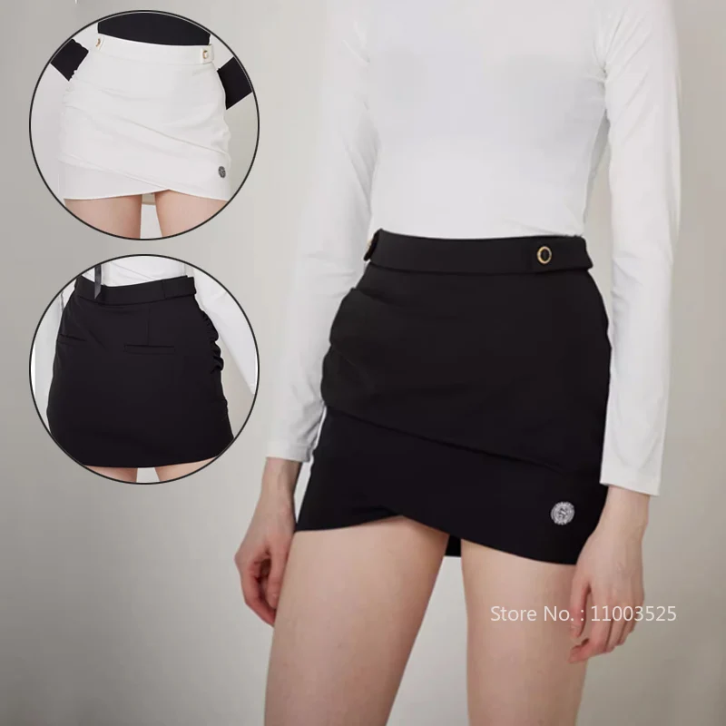 

Seraphic Korean Style Button Golf Skirt Women High Elastic Pencil Culottes Ladies Slim High Waist Sport Skort Casual Pantskirts